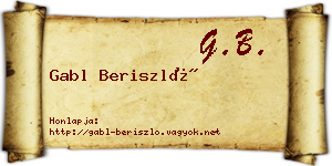 Gabl Beriszló névjegykártya